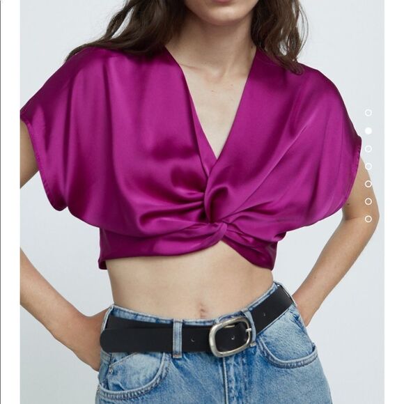 Zara knotted satin effect top - Picture 4 of 9